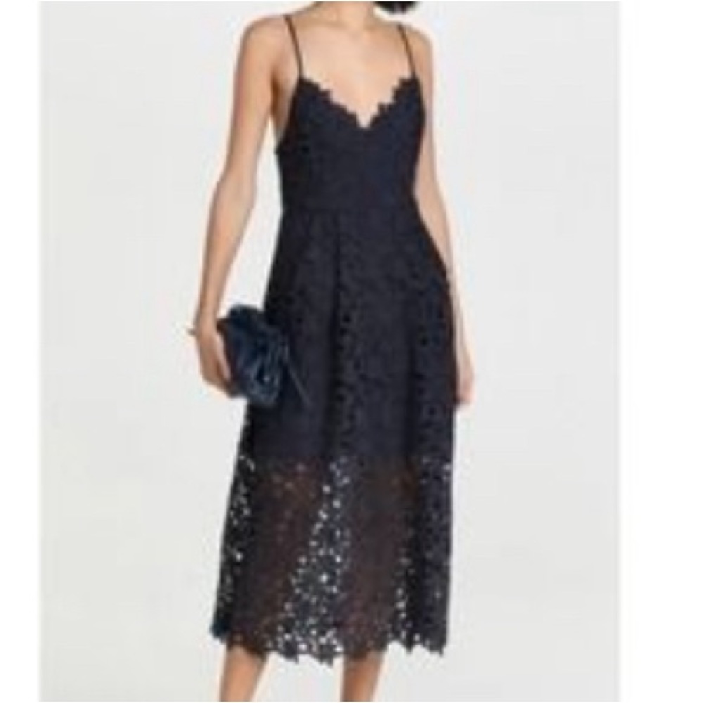 Astr black lace midi dress